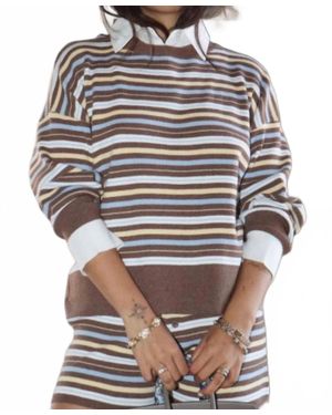 Bailey Rose Striped Knit Collar Top - Gray