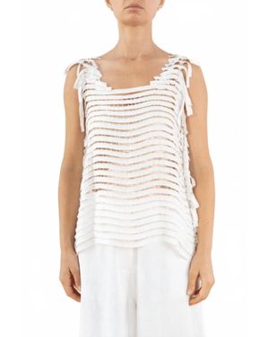 Aviu Cube Eyelet Tank Blouse - White