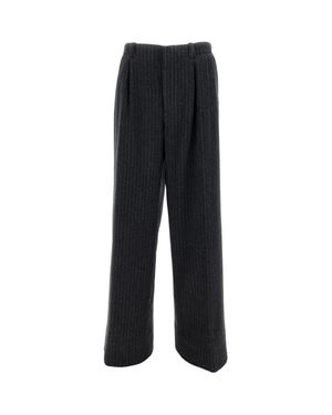 DURAZZI MILANO Cropped Wide-Leg Pants With Subtle Pinstripe - Black