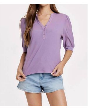 Another Love Eliza Puff Sleeve Henley - Purple