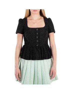 Self-Portrait Self Portrait Boucle Peplum Top - Black