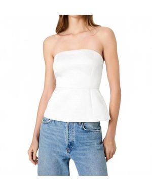 French Connection York Satin Strapless Peplum Top - Blue