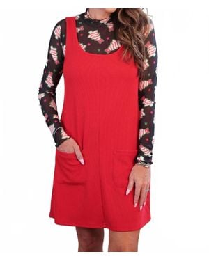 Jess Lea Rory Ribbed Sweater Dress - Red
