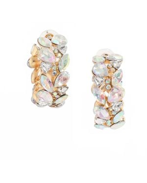 SOH Plated Stone Hoop Earrings - Metallic