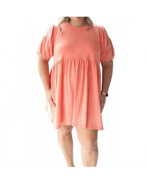 New In Puff Sleeve Dress - Pink
