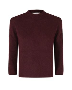 Roberto Collina Burgundy Three-Quarter Sleeve Cashmere-Blend Turtleneck - Purple