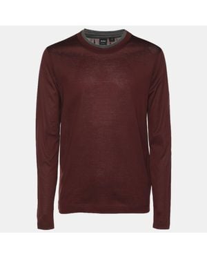 BOSS Burgundy Knit Slim Fit Sweater - Purple