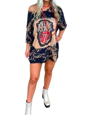 Gabriella Clothing Stones Off-Shoulder T-Shirt Dress - Blue