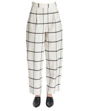 Corey Lynn Calter Antonella Check-Print High Rise Pant - White