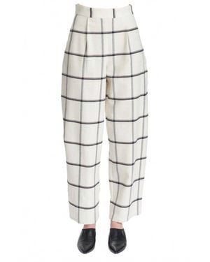 Corey Lynn Calter Antonella Check-Print High Rise Pant - White