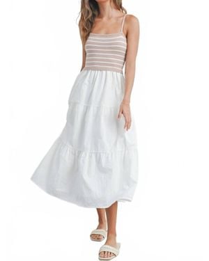 Buttermelon Striped Sleeveless Tiered Maxi Dress - White