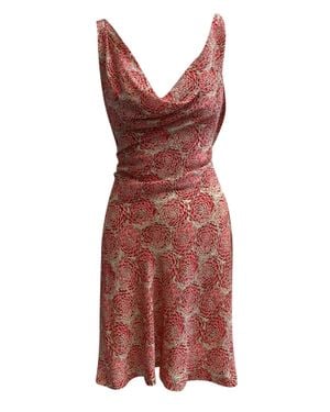 Paul & Joe Silk Cowl Neck Floral Dress - Red