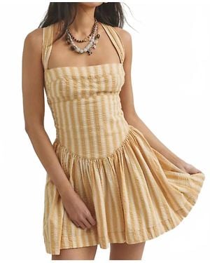 Free People Laurel Plaid Mini Dress - Natural
