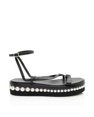 Jimmy Choo Leather Pearl Pine Platform Sandals - Black