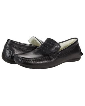 Massimo Matteo Penny Loafer Leather Faux Fur Lined Zap1037 - Black