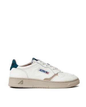 Autry Elephant Dark Sea Medalist Low Leather Sneakers - White