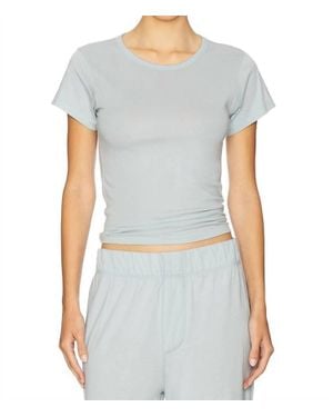 ÉTERNE Fitted Crewneck Short Sleeve Cotton Modal T-Shirt - Blue