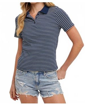 Bluivy Short Sleeve Stripe Polo Shirt - Blue