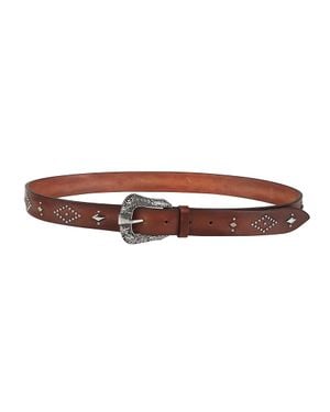 Orciani Antique Slim Calf Leather Ornate Buckle Belt - Brown
