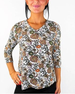 Lulu-B V-Neck Printed Top - Black