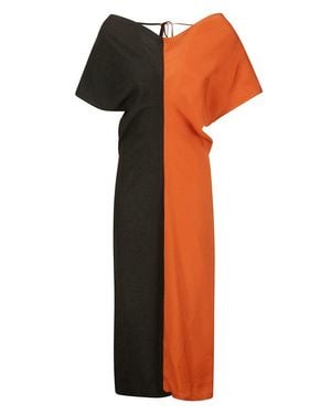 Colville Long Bicolor Shortsleeve Dress - Orange