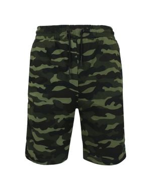 Blu Rock Tech Fleece Jogger Sweat Lounge Shorts With Long Zipper Side Pocket - Green