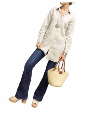 Crown Linen Christina Linen Tunic Top - Blue