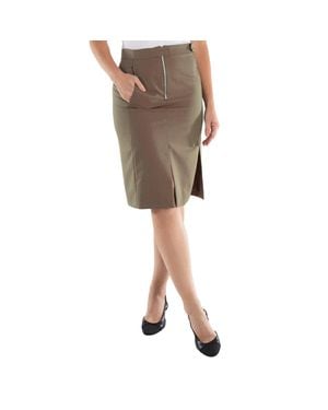 EFTYCHIA Suncloth High-Waist Zip-Detail Skirt, Brand Size 10 (Us Size 6) - Natural