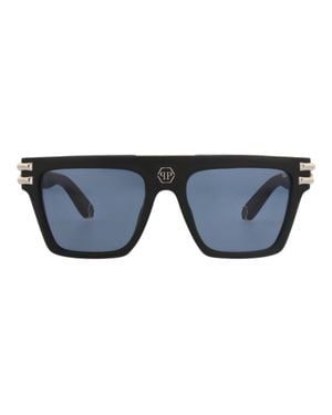 Philipp Plein Aviator-Frame Metal Sunglasses - Blue