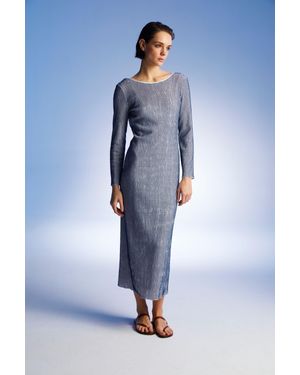 Nocturne Striped Dress With Low Back - Blue