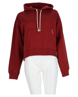 JW Anderson Bordeaux Cropped Cotton Hoodie - Red