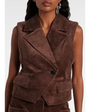 Ganni Seersucker Corduroy Vest - Brown
