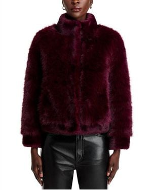 Adrienne Landau Devon Faux Fur Jacket - Red
