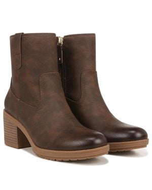 Dr. Scholls Pearl Boots Faux Leather Ankle Bootie Lion1076 - Brown