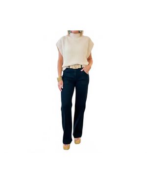 Hoity Toity Patch Pocket Wide Leg Flare Jeans - Blue