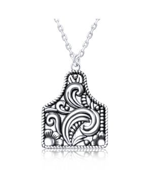 Snowing West Western Cattle Tag Necklace - White