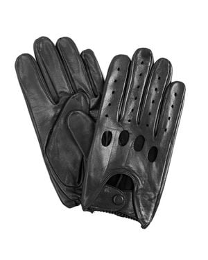 Isotoner Signature Smooth Leather Driving Gloves - Black