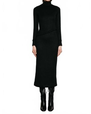 Du Paradis Valentina Long Sleeve Turtle Neck Dress - Black