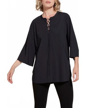 Lyssé Sharon Lace-Up Top - Blue