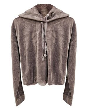 Juicy Couture Top Hat Wildstyle Cropped Velour Hoodie - Brown