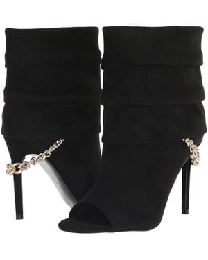 Guess Adilee Boots Suede Peep Toe Stiletto Heel Bootie Htat339 - Black