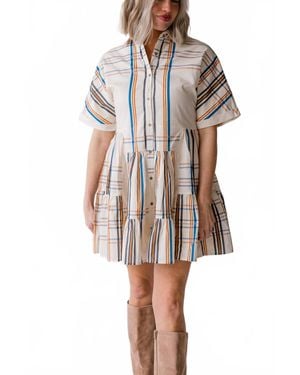 AUREUM Delaney Plaid Mini Shirt Dress - White