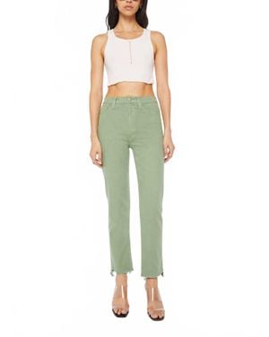 Mother High Waisted Rider Ankle Step Fray Jeans - Green