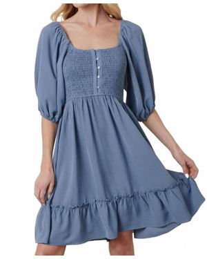 Mittoshop Breeze Smocked Puff Sleeve Dress - Blue