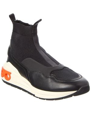 Ferragamo Ferragamo Cosma Gancini Leather Sock Sneaker - Black