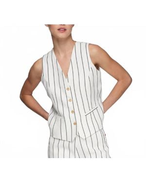 Vilagallo Pinstripe Button Down Vest - White