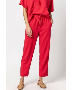 Lilla P Straight Leg Waffle Knit Pant - Red