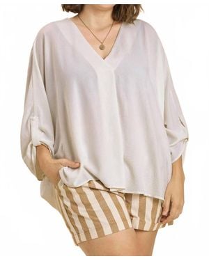 Umgee High Low Dolman Sleeve Top - White