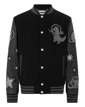 Philipp Plein College Bomber Plein Space Strass - Black