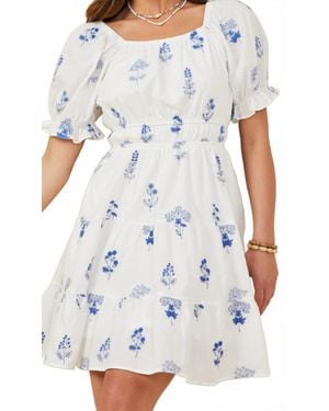 Hayden LA Bea Squareneck Short Sleeve Mini Dress - White